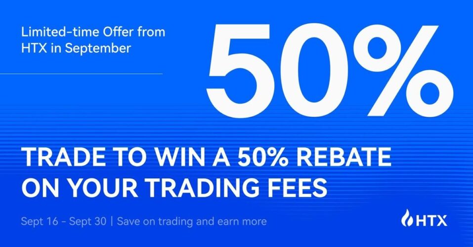 HTX Unveils September Promotion Offering Up to 50% Rebate on Spot Trading Fees