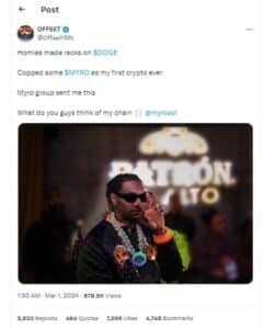 FAMOUS RAPPER OFFSET BUYS HIS FIRST EVER CRYPTOCURRENCY!