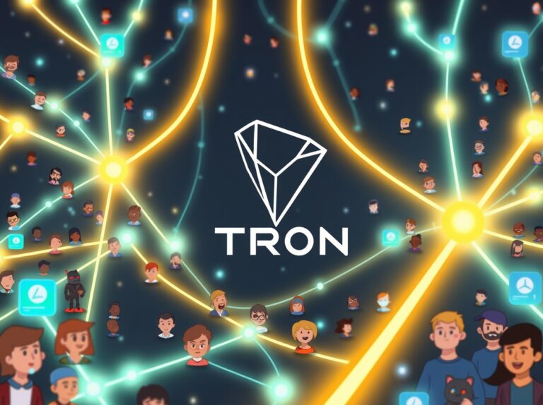 A vibrant illustration symbolizing the rapid expansion of the Tron network, highlighting its achievement of 334 million accounts.
